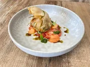 Rezept: Kartoffel-Vogerlsalat im Brikteig mit Paradeiser-Creme (Amira Pocher) Bild Nr. 2 Kartoffel-Vogerlsalat im Brikteig mit Paradeiser-Creme (Amira Pocher) - Rezept - Bild Nr. 2