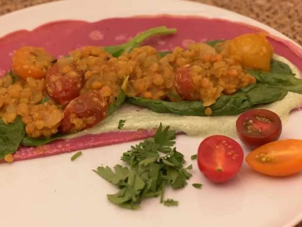 Rote Bete Pfannkuchen mit Dal - Rezept - Bild Nr. 16255