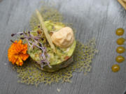 Shrimpstatar mit Tomatenespuma und Avocadosalat - Rezept - Bild Nr. 16281