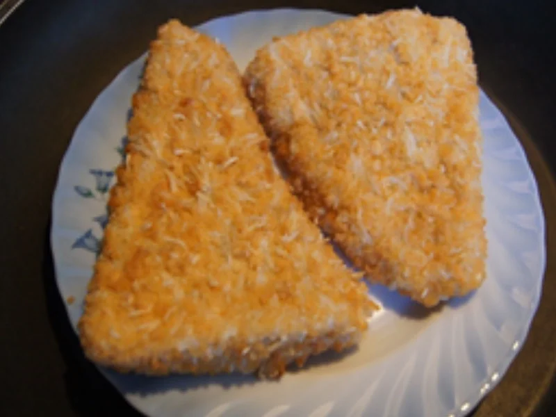 Rezept: Seelachsfilet in Kartoffelpanade mit Gurkensalat und cremigen Kartoffelstampf Bild Nr. 4 Seelachsfilet in Kartoffelpanade mit Gurkensalat und cremigen Kartoffelstampf - Rezept - Bild Nr. 4