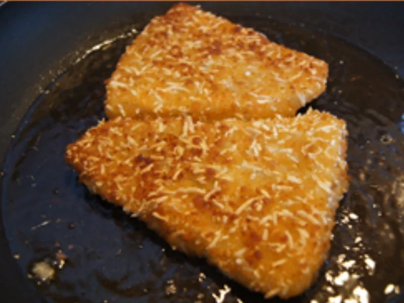 Rezept: Seelachsfilet in Kartoffelpanade mit Gurkensalat und cremigen Kartoffelstampf Bild Nr. 7 Seelachsfilet in Kartoffelpanade mit Gurkensalat und cremigen Kartoffelstampf - Rezept - Bild Nr. 7