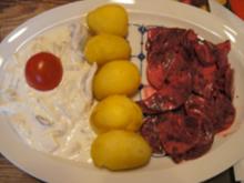 Heringsfilet in Sahnesauce mit Pellkartoffeln und Rote Bete Salat - Rezept - Bild Nr. 2
