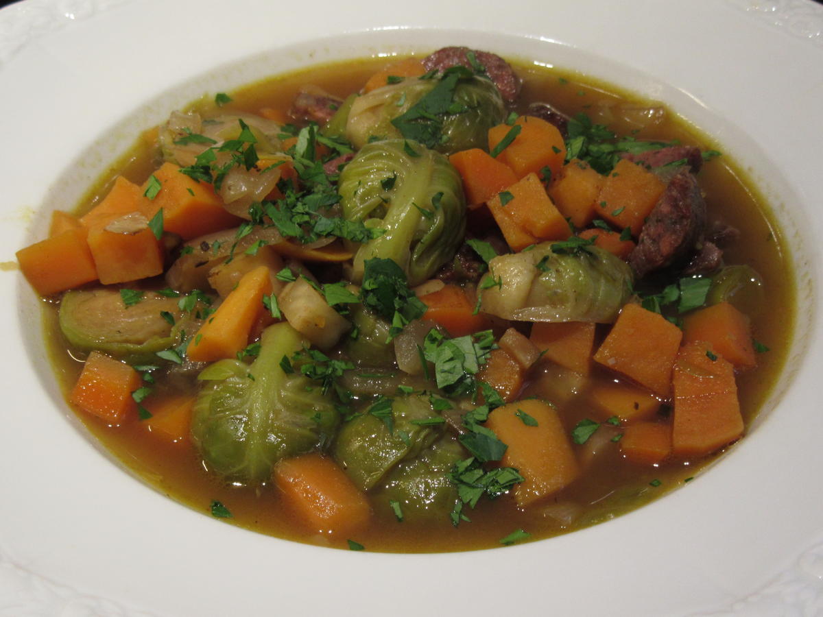 Eintopf: Süßkartoffel Rosenkohl Eintopf - einfach - von lunapiena Eintopf: Süßkartoffel Rosenkohl Eintopf - einfach - von lunapiena