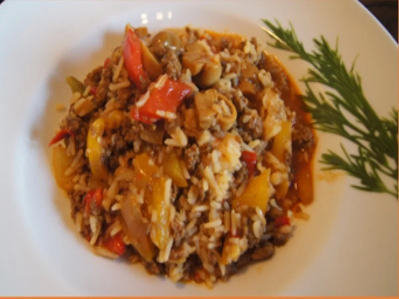 Rezept: Bunte Pfanne mit Gemüsemix, Hackfleisch und Basmatireis Bild Nr. 16315 Bunte Pfanne mit Gemüsemix, Hackfleisch und Basmatireis - Rezept - Bild Nr. 16315