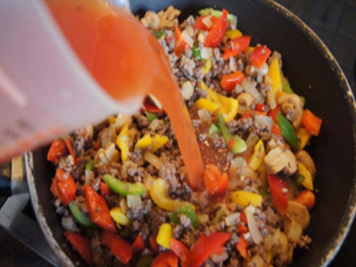 Bunte Pfanne mit Gemüsemix, Hackfleisch und Basmatireis - schnell ...