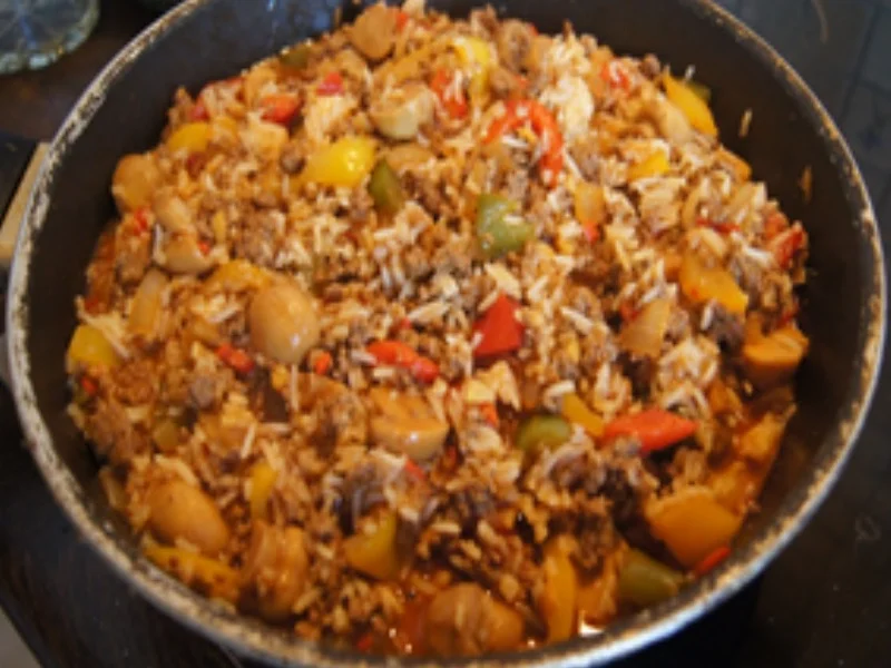 Rezept: Bunte Pfanne mit Gemüsemix, Hackfleisch und Basmatireis Bild Nr. 16328 Bunte Pfanne mit Gemüsemix, Hackfleisch und Basmatireis - Rezept - Bild Nr. 16328