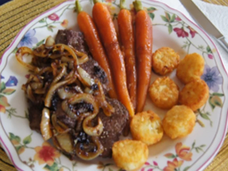 Kalbsleber mit Röstzwiebeln, Honig-Bundmöhren und Mini-Rösti - Rezept - Bild Nr. 12