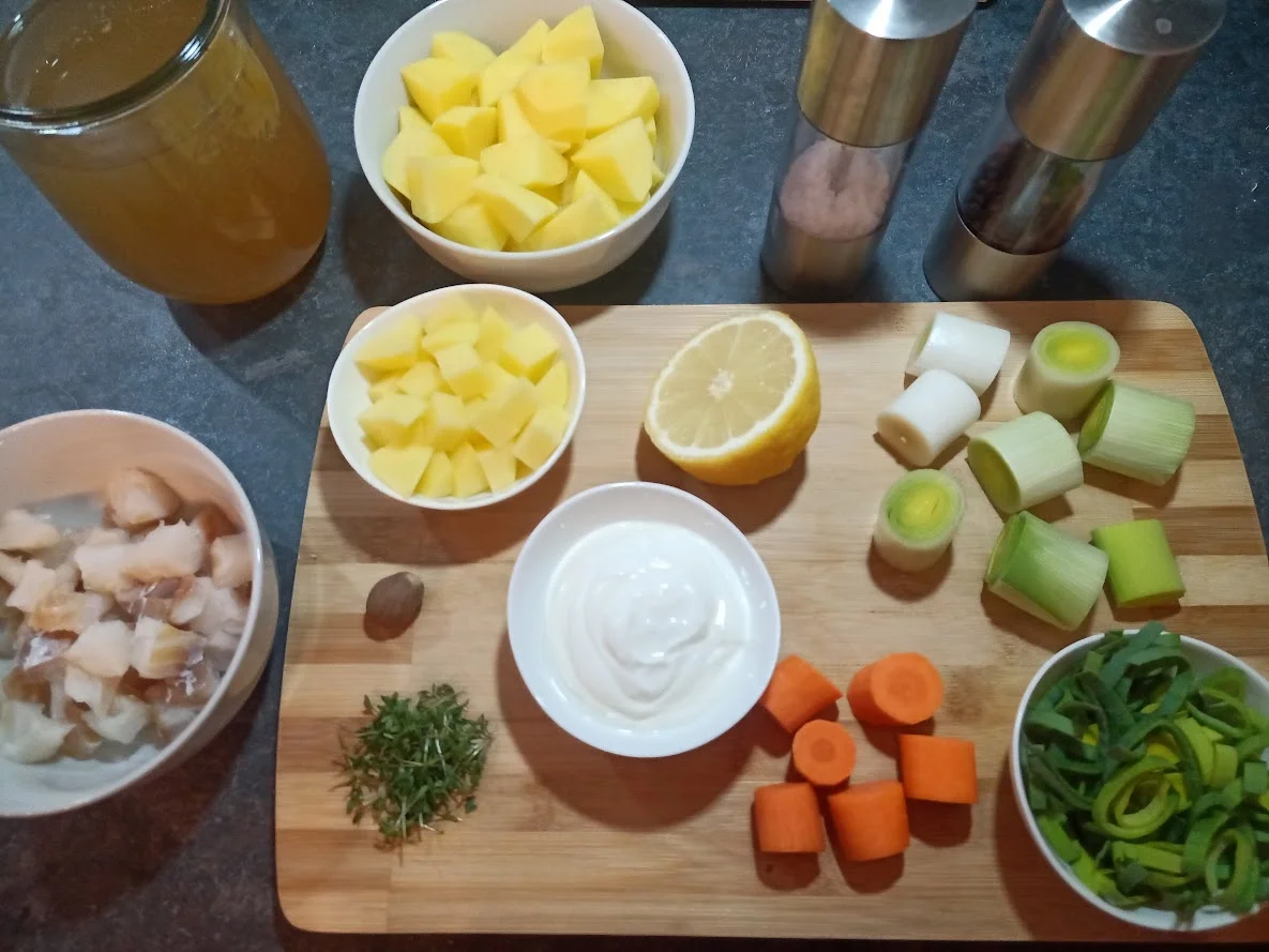 Kartoffel-Porree-Cremesuppe mit Kabeljau - Rezept - Bild Nr. 3