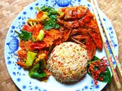 Entenfleisch süß-sauer mit Cap Cay und Mandarinreis - Rezept - Bild Nr. 16343