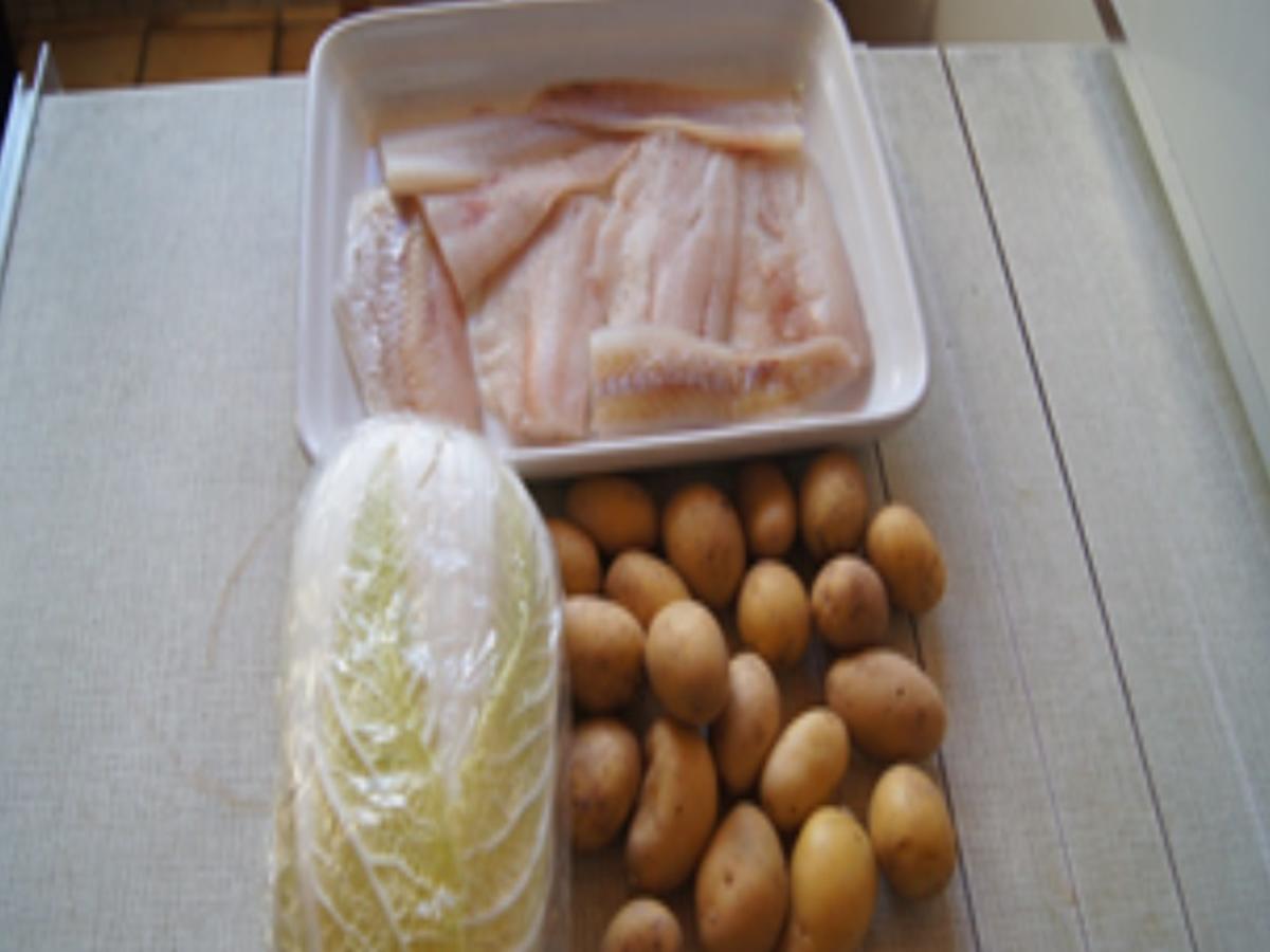 Bratfisch mit Bechamelkartoffeln und Chinakohlsalat - Rezept - Bild Nr. 16346