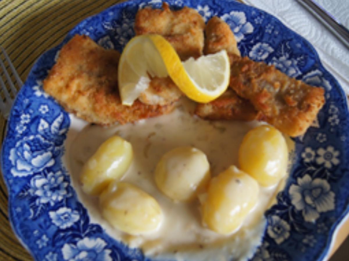 Bratfisch mit Bechamelkartoffeln und Chinakohlsalat - Rezept - kochbar.de