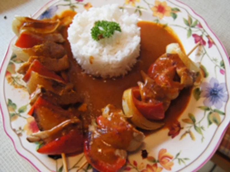 Rezept: Schaschlik mit Schweinefilet und Basmatireis Bild Nr. 2 Schaschlik mit Schweinefilet und Basmatireis - Rezept - Bild Nr. 2