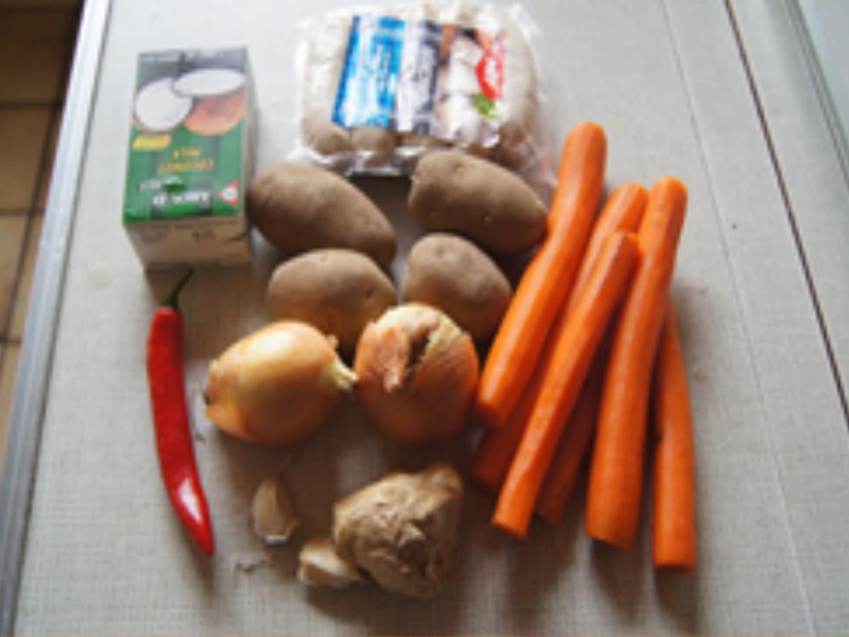 Möhren-Kartoffel-Cremesuppe mit Weißwurst-Spieß - Rezept - Bild Nr. 3