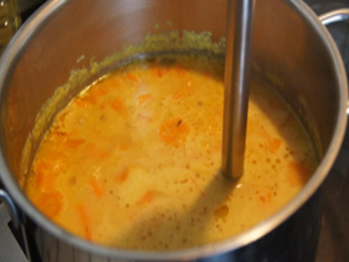Möhren-Kartoffel-Cremesuppe mit Weißwurst-Spieß - Rezept - Bild Nr. 11