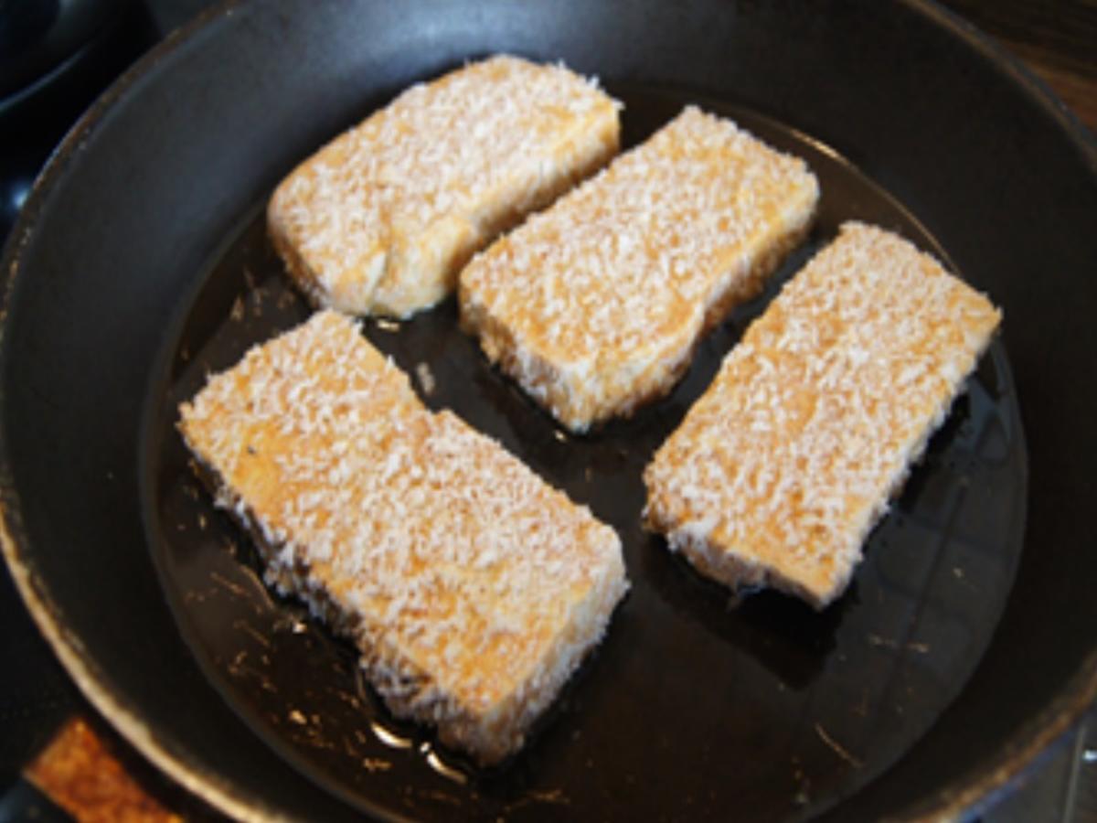 Tofu-Schnitzel mit Honig-Sahne-Möhren und Kartoffelstampf - Rezept - Bild Nr. 7
