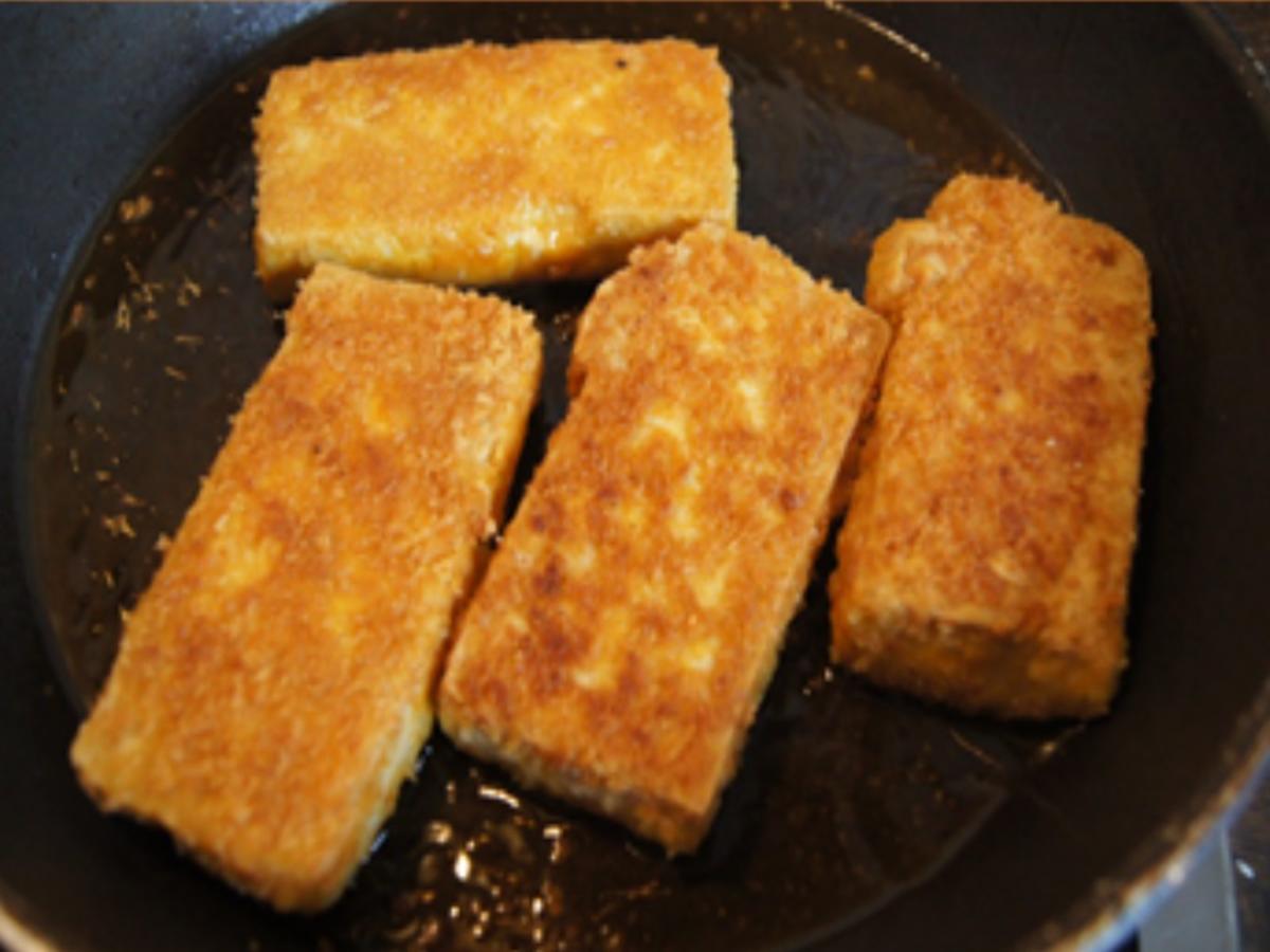 Tofu-Schnitzel mit Honig-Sahne-Möhren und Kartoffelstampf - Rezept - Bild Nr. 8