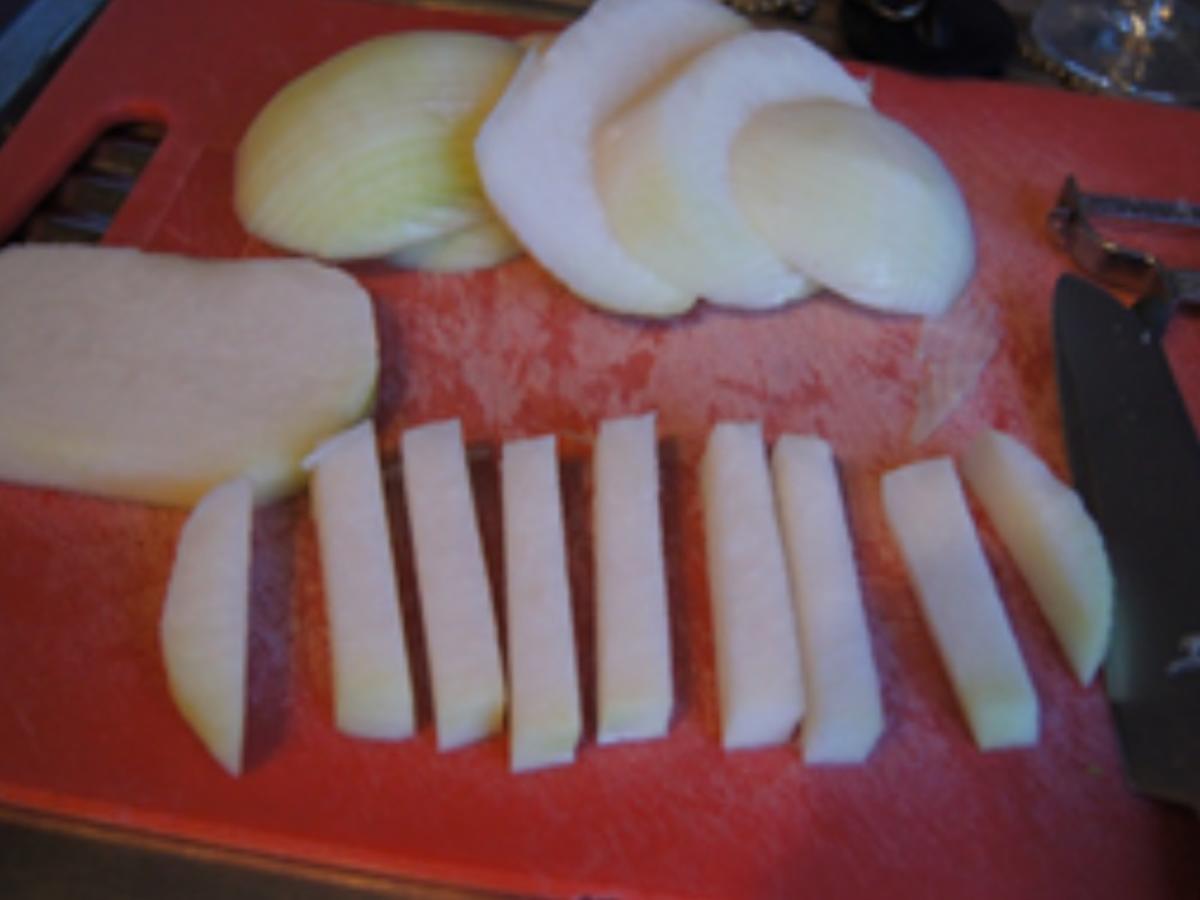 Alaska-Seelachsfilet mit Kohlrabi-Pommes und Remoulade - Rezept - Bild Nr. 6