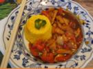 Hähnchen mit Gemüse süß-sauer und gelber Basmatireis - Rezept - Bild Nr. 16387