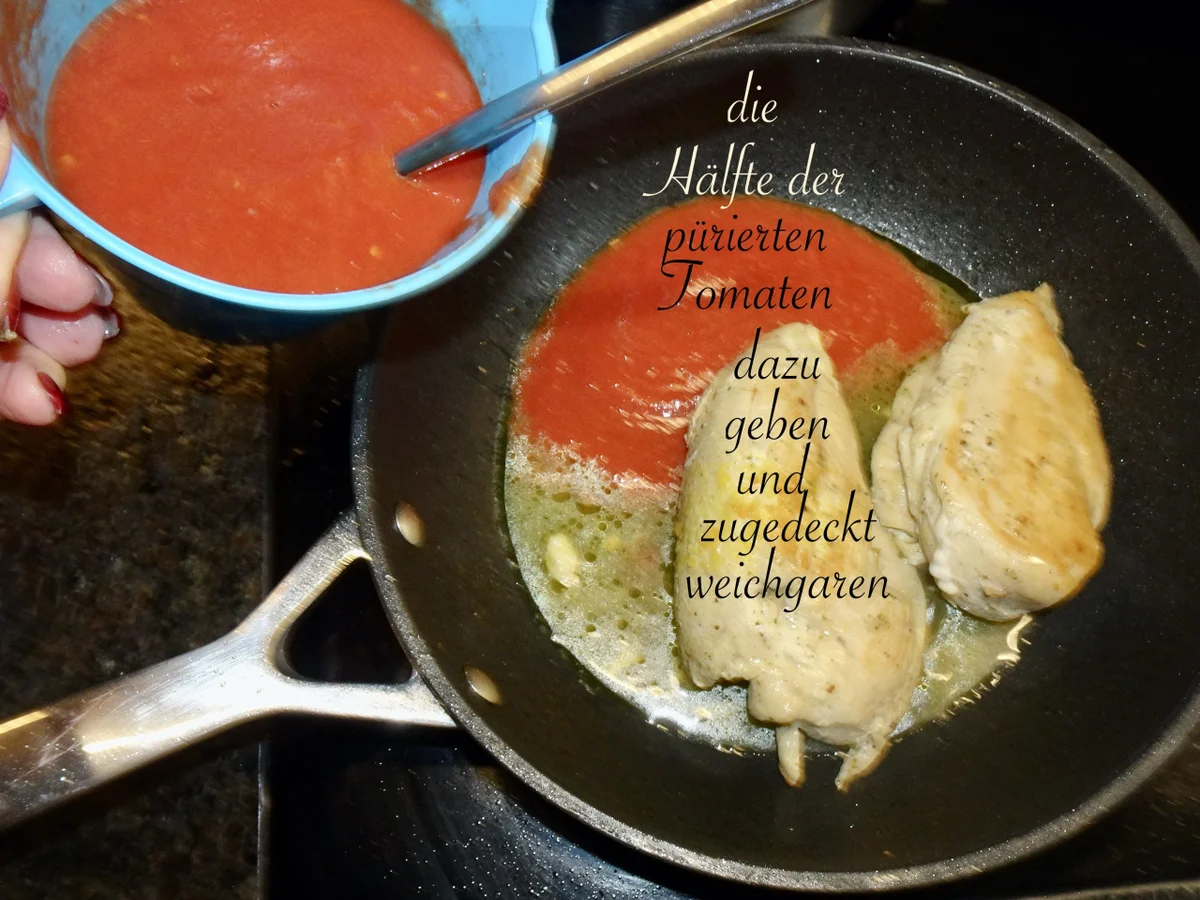 Rezept: Sardische Gemüsepfanne, Hühnerfilet & Tomaten-Spaghetti-Nester Bild Nr. 16419 Sardische Gemüsepfanne, Hühnerfilet & Tomaten-Spaghetti-Nester - Rezept - Bild Nr. 16419