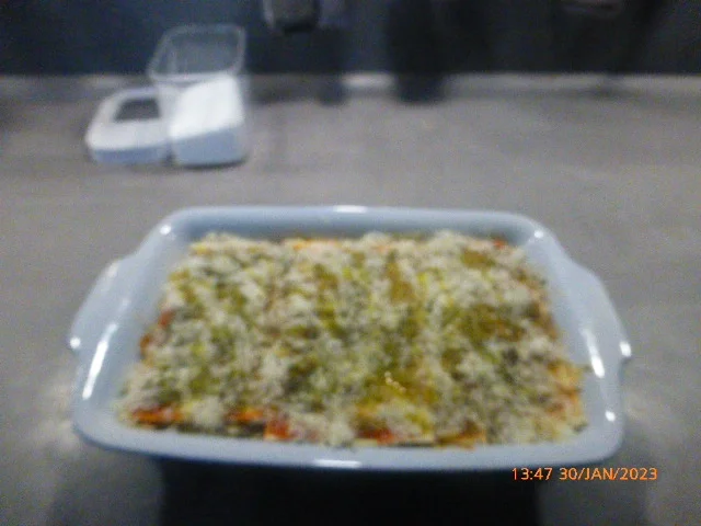 Rezept: Gemüselasagne mit Riesengarnelen und Mandelpesto Bild Nr. 16409 Gemüselasagne mit Riesengarnelen und Mandelpesto - Rezept - Bild Nr. 16409