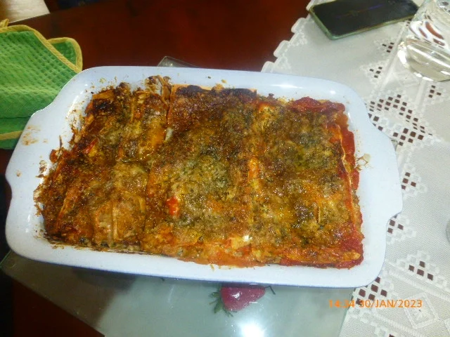 Rezept: Gemüselasagne mit Riesengarnelen und Mandelpesto Bild Nr. 16410 Gemüselasagne mit Riesengarnelen und Mandelpesto - Rezept - Bild Nr. 16410