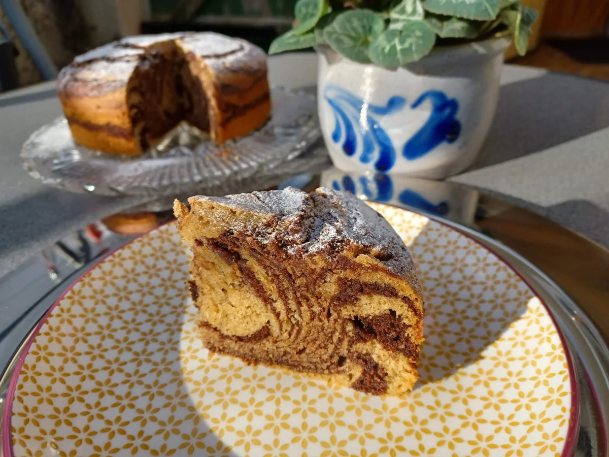 Zebrakuchen mit Kürbiskompott - Rezept - Bild Nr. 16403