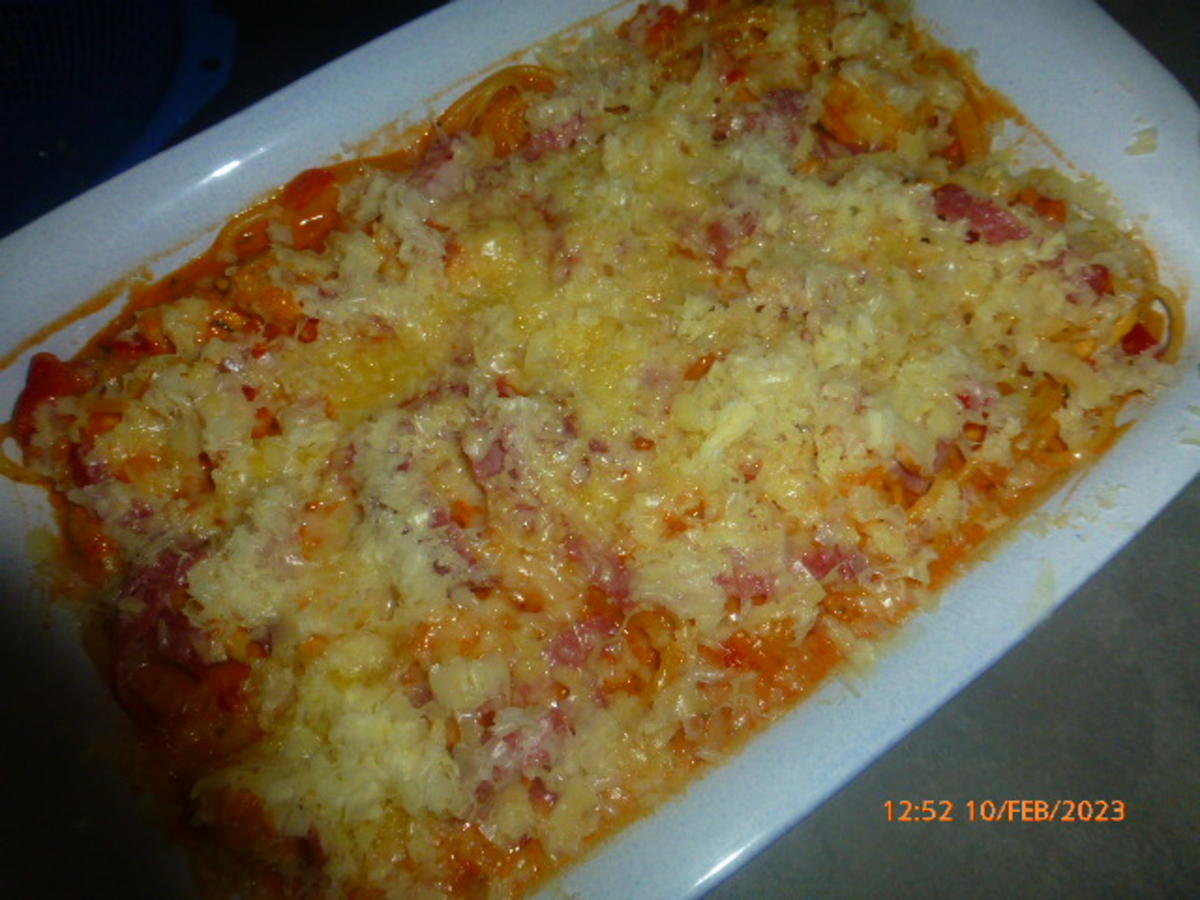 Spaghetti-Auflauf mit Hähnchen und Paprika - Rezept - Bild Nr. 16409