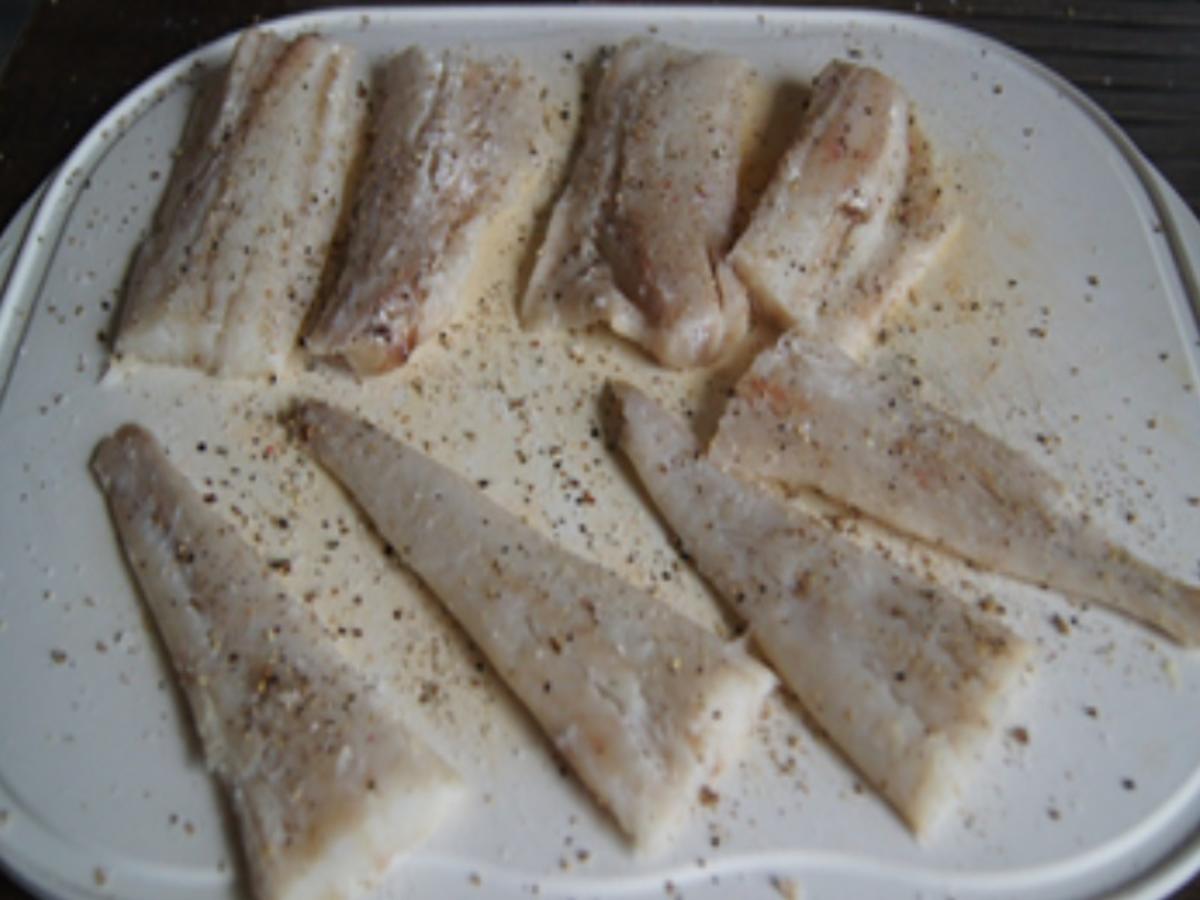 Knusper-Bratfisch mit Kenia-Bohnen und Kartoffelstampf - Rezept - Bild Nr. 16412