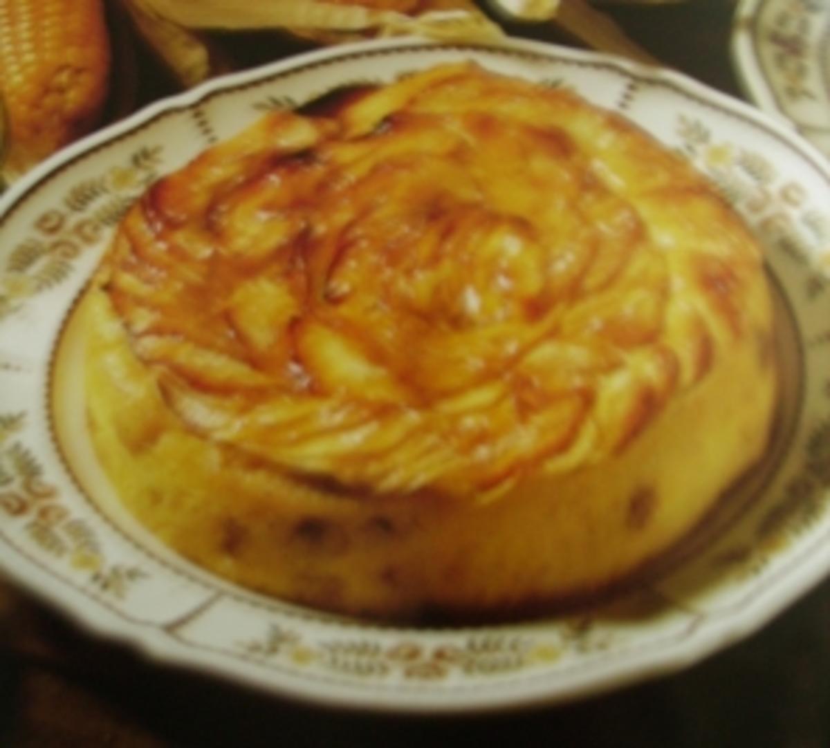 Maiskuchen mit Äpfeln und Rosinen - Rezept