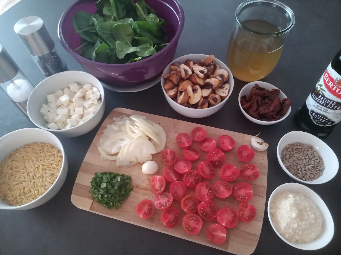 Champignon Spinat Tomaten Orzo - Rezept - Bild Nr. 3