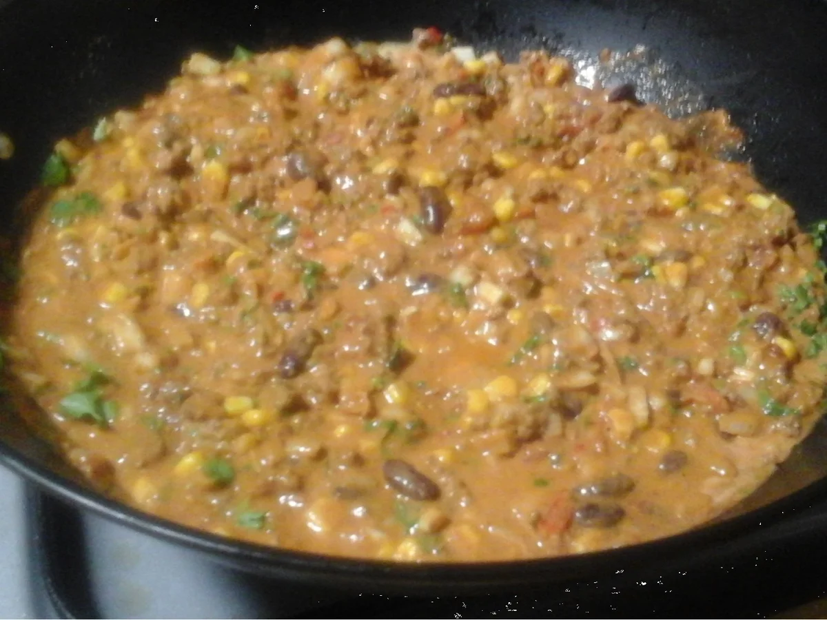 Chili con Carne im Wok mit Pellkartoffeln - Rezept - Bild Nr. 16425