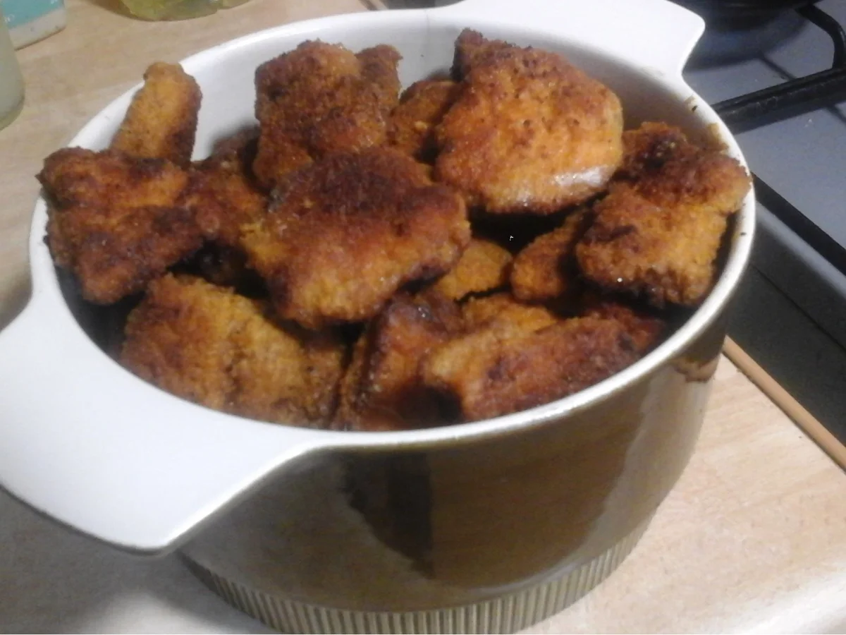 Rezept: Hähnchennuggets mit Rahmsauce, Blumenkohl und Pellkartoffeln Bild Nr. 6 Hähnchennuggets mit Rahmsauce, Blumenkohl und Pellkartoffeln - Rezept - Bild Nr. 6