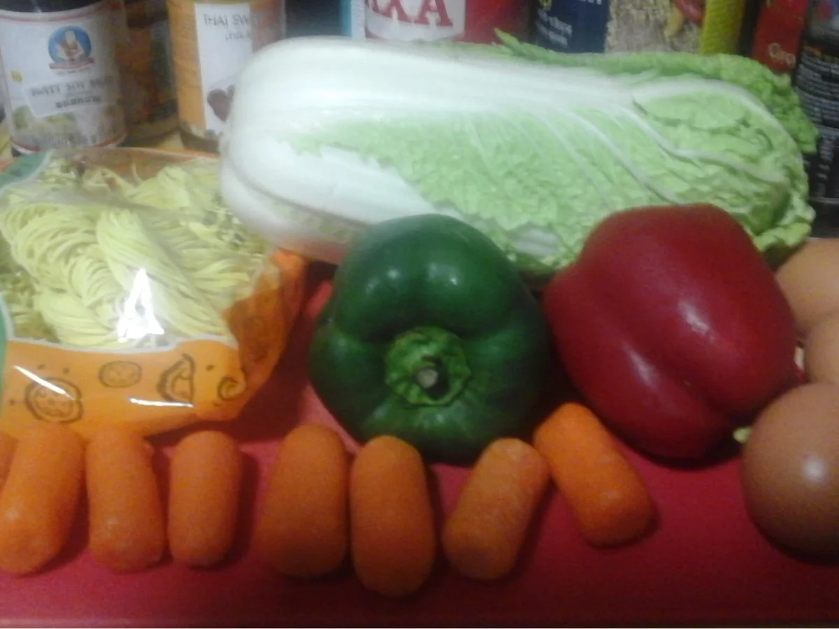 Chinesische Nudeln mit Ei und Gemüse im Wok - Rezept - Bild Nr. 16421