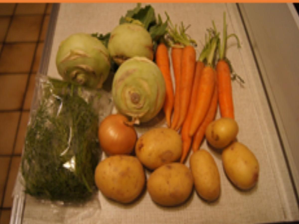 Kohlrabi-Schnitzel mit Kohlrabi-Möhren-Gemüse und Kohlrabi-Kartoffel-Creme - Rezept - Bild Nr. 3
