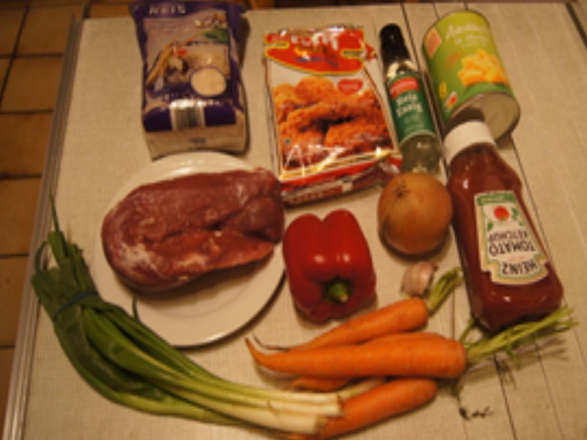 Schweinefilet frittiert mit Gemüse süß-sauer und Basmatireis - Rezept - Bild Nr. 3