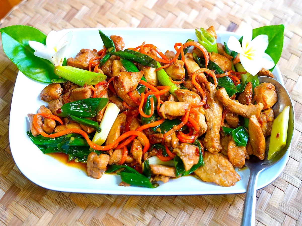 Pfannengerührtes Schweinefleisch mit Frühlingszwiebeln - Rezept - Bild Nr. 16417