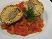 Reis: Gefüllte Reisbällchen auf Tomaten-Zwiebel-Gemüse - Rezept - Bild Nr. 16464