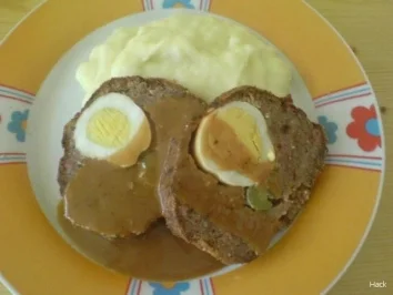 Hackbraten mit Kapernsauce und Kartoffelpüree - Rezept