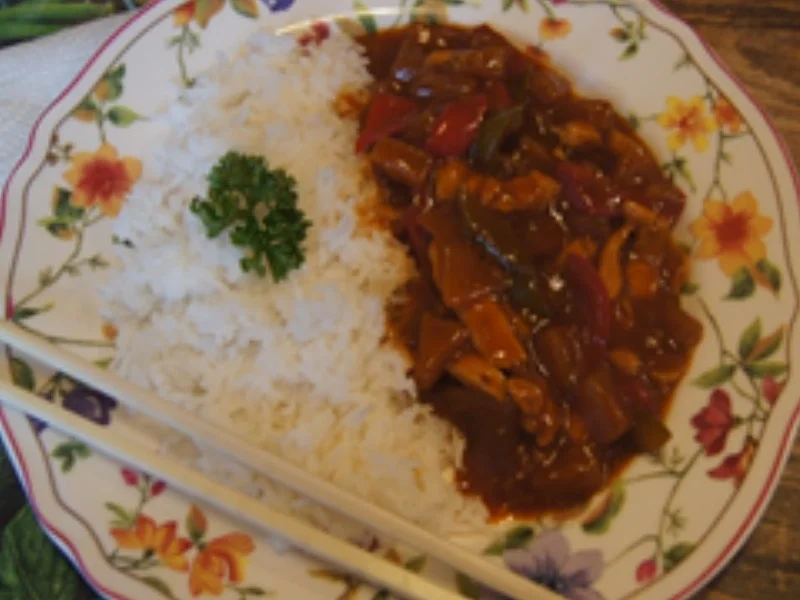 Hähnchen süßsauer mit Basmatireis - Rezept - Bild Nr. 16491