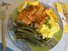 Seelachsfilet in Knusperpanade mit Bobby Bohnen und Kartoffelcreme - Rezept - Bild Nr. 16472