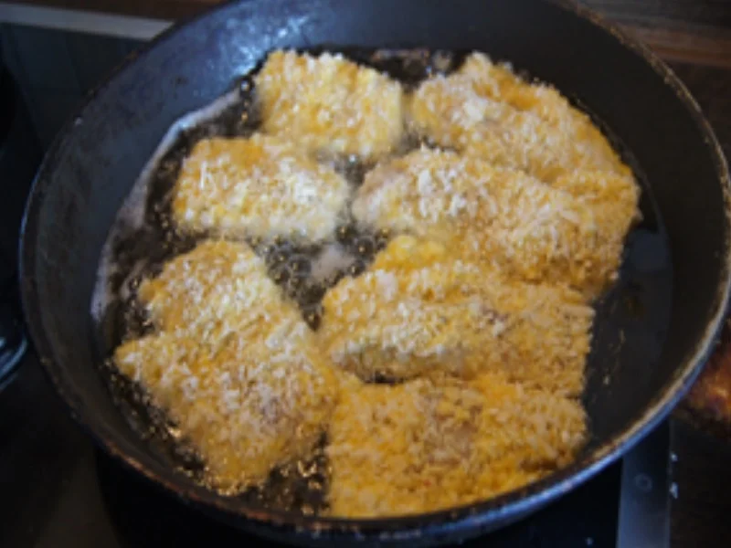 Rezept: Seelachsfilet in Knusperpanade mit Bobby Bohnen und Kartoffelcreme Bild Nr. 16475 Seelachsfilet in Knusperpanade mit Bobby Bohnen und Kartoffelcreme - Rezept - Bild Nr. 16475