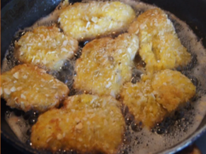 Rezept: Seelachsfilet in Knusperpanade mit Bobby Bohnen und Kartoffelcreme Bild Nr. 16476 Seelachsfilet in Knusperpanade mit Bobby Bohnen und Kartoffelcreme - Rezept - Bild Nr. 16476