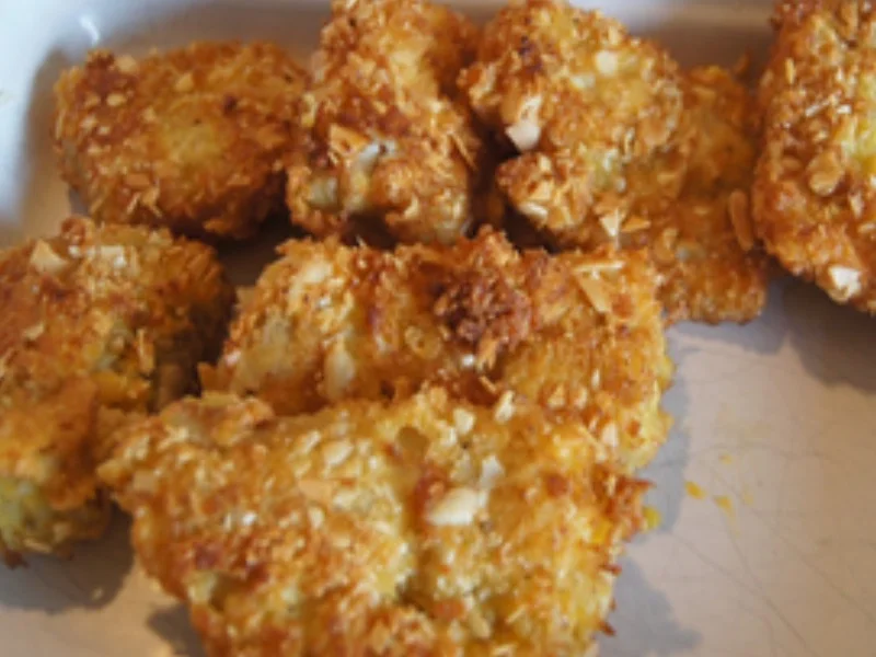 Rezept: Seelachsfilet in Knusperpanade mit Bobby Bohnen und Kartoffelcreme Bild Nr. 16477 Seelachsfilet in Knusperpanade mit Bobby Bohnen und Kartoffelcreme - Rezept - Bild Nr. 16477