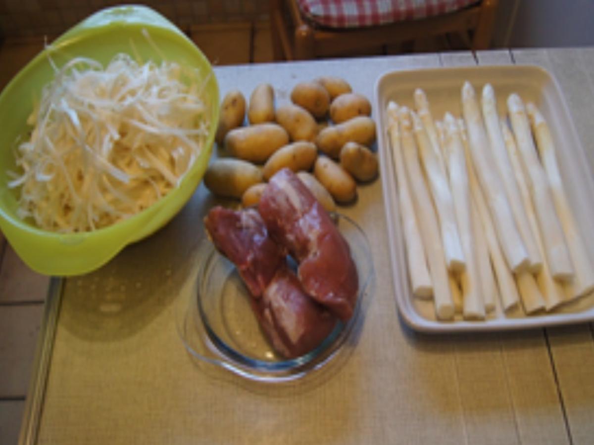 Mini-Schnitzel mit Spargel und Drillingen - Rezept - kochbar.de