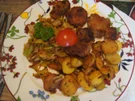 Rahm-Porree-Gemüse mit Mini-Schnitzeln und herzhaften Bratkartoffeln - Rezept - Bild Nr. 2