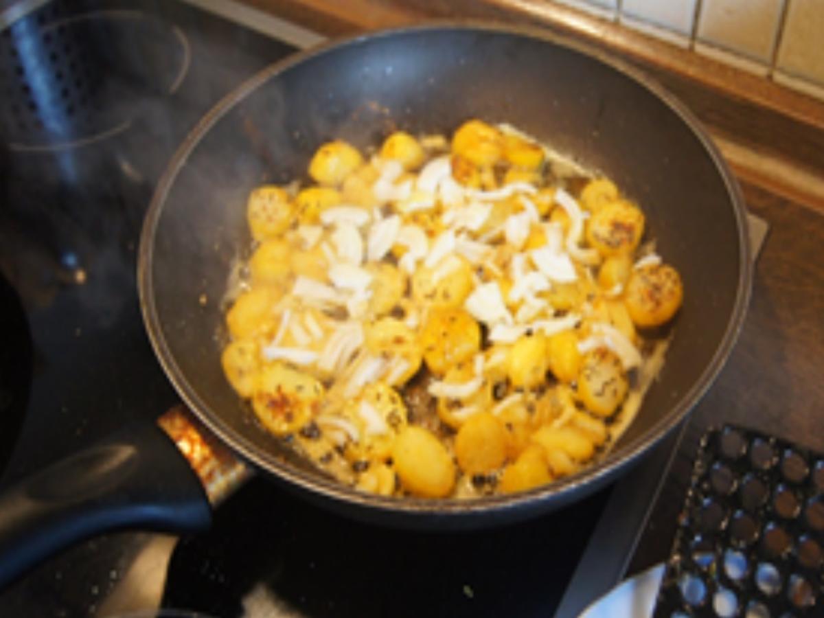 Rahm Porree Gemüse mit Mini Schnitzeln und herzhaften Bratkartoffeln ...