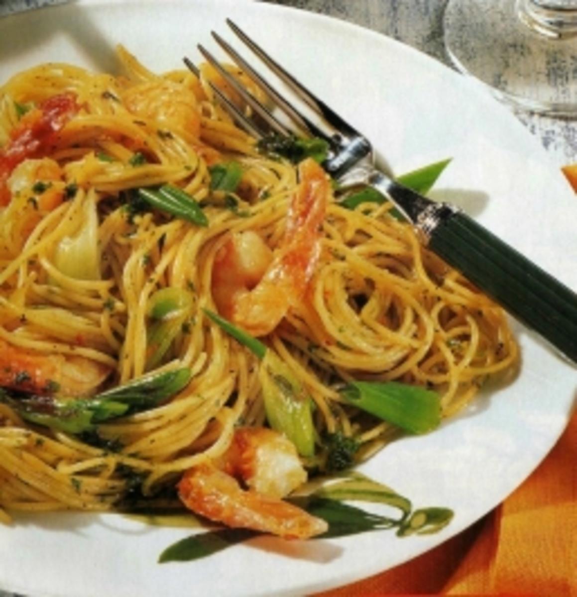 Feurige Spaghetti mit Garnelen - Rezept