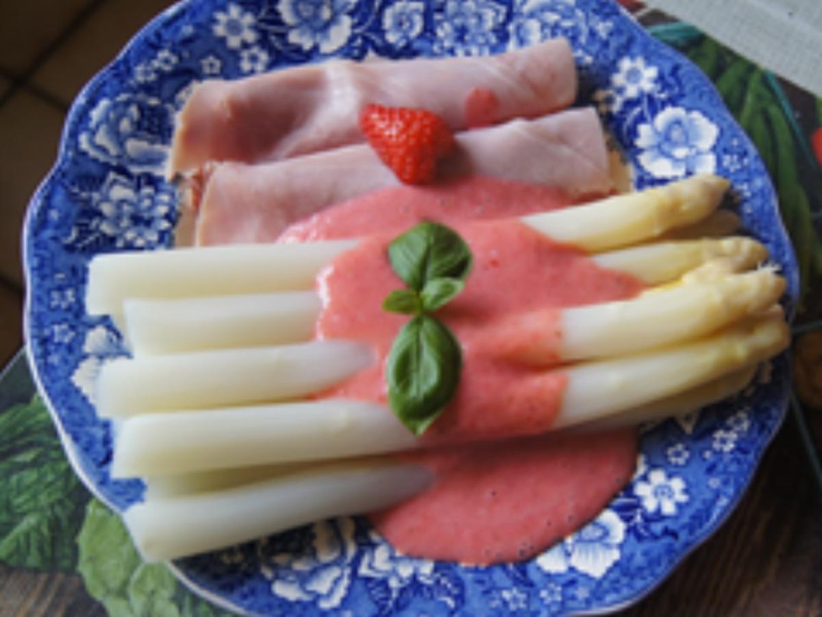 Spargel mit Erdbeersauce und Kochschinken - Rezept - kochbar.de