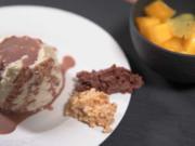 Karamellfrüchte mit Vanillecreme und Schokoladensauce - Rezept - Bild Nr. 16524