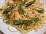 Spaghetti mit Spargel-Garnelen-Sauce - Rezept - Bild Nr. 16524